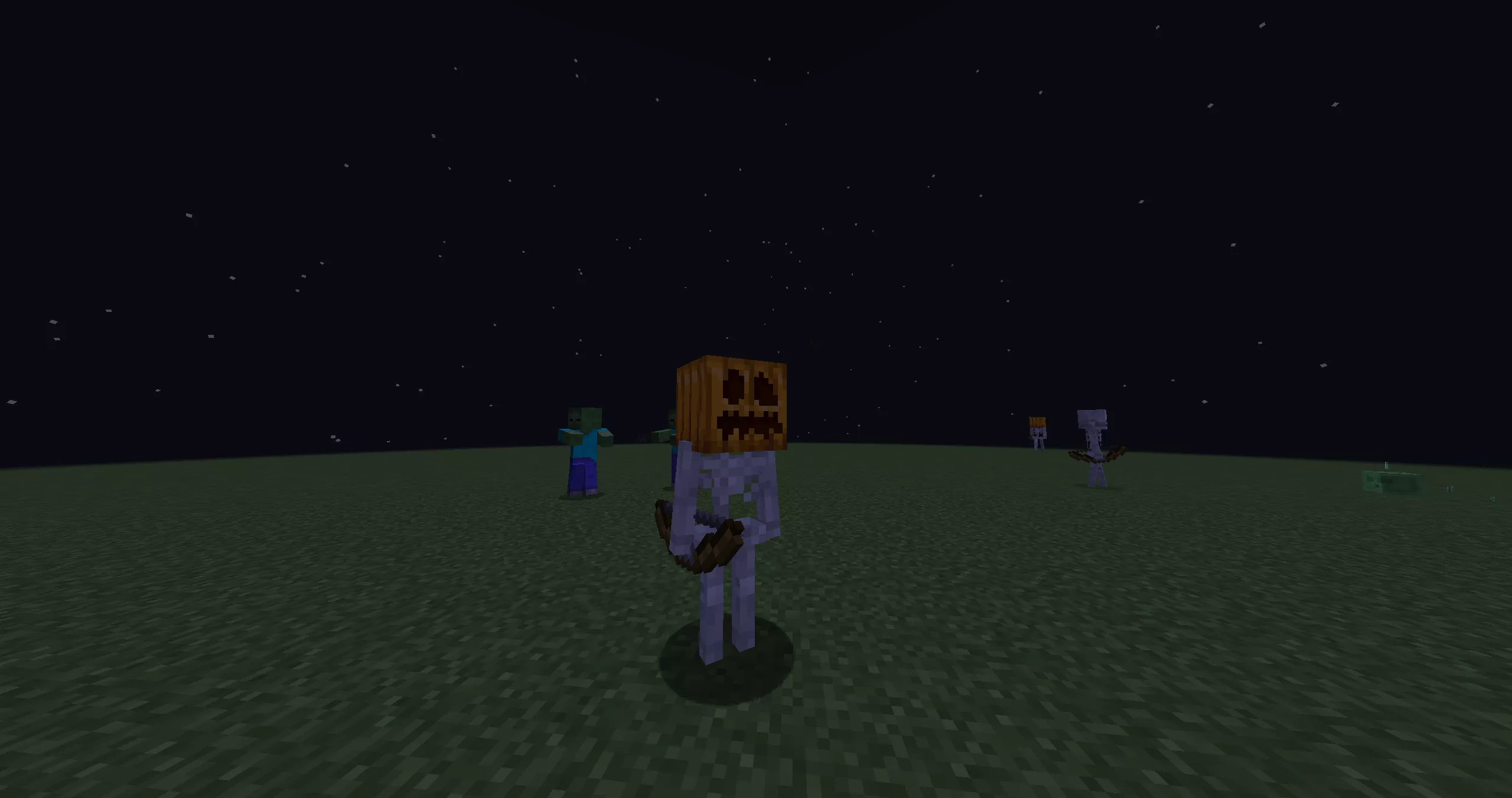 Скелеты с тыквами на голове начали спавниться в Майнкрафт