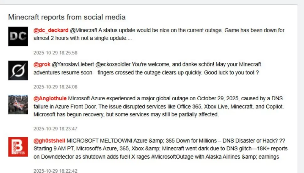 Mojang и майнкрафт не работают 29 октября