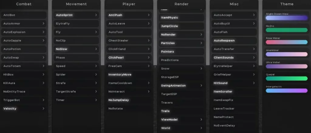 Меню Чита Expensive Client